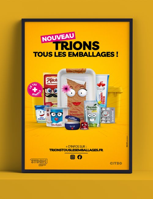 Direction artistique et création d'une série de personnages pour incarner les déchets à trier - Agence Malice à Rodez